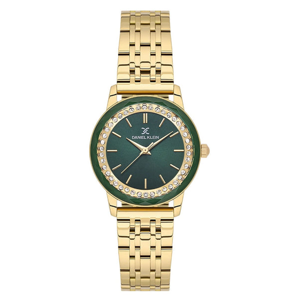 Daniel Klein Women Gold Stainless Steel Analog Green Dial Watch DK1138253