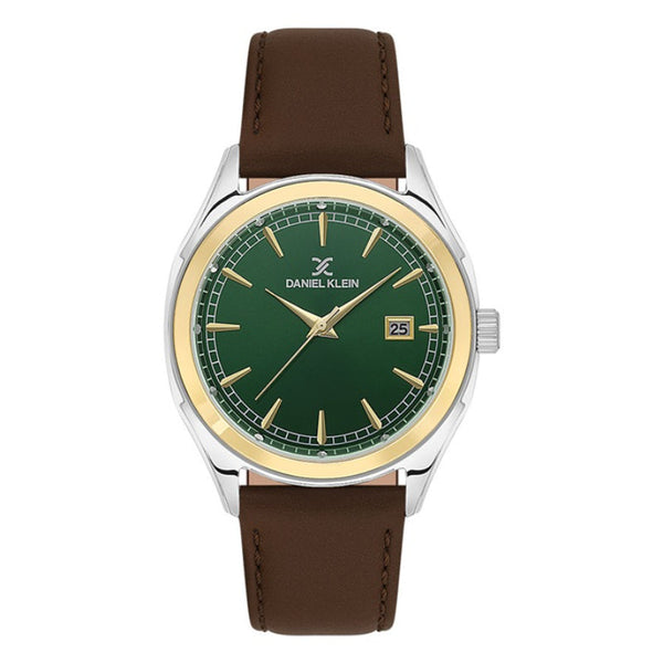 Daniel Klein Men Brown Leather Analog Green Dial Watch DK1138324