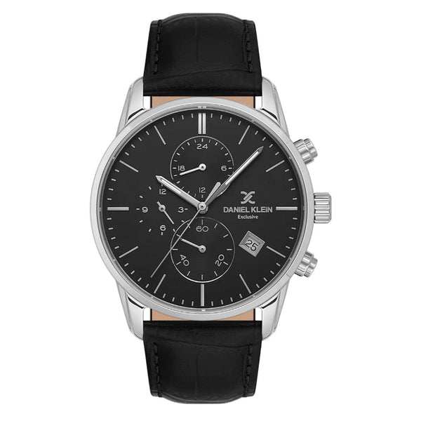 Daniel Klein Men Black Leather Analog Black Dial Watch DK1138341