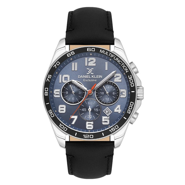 Daniel Klein Men Black Leather Analog Blue Dial Watch DK1138433