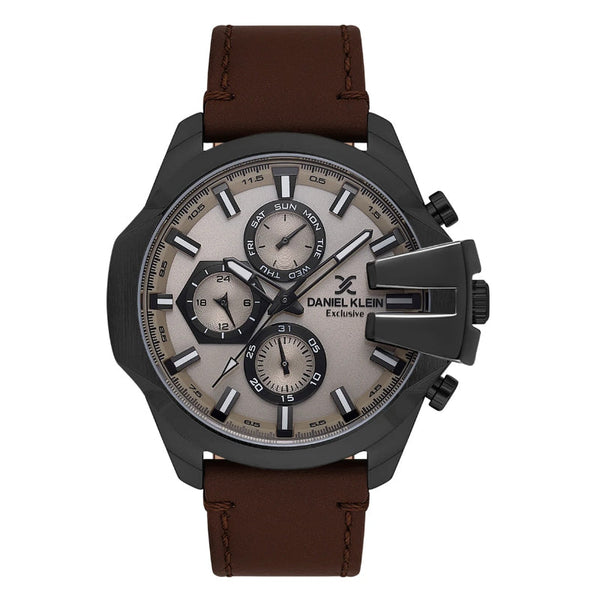 Daniel Klein Men Brown Leather Analog Grey Dial Watch DK1138494