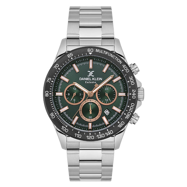 Daniel Klein Men Silver Stainless Steel Analog Green Dial Watch DK1138522