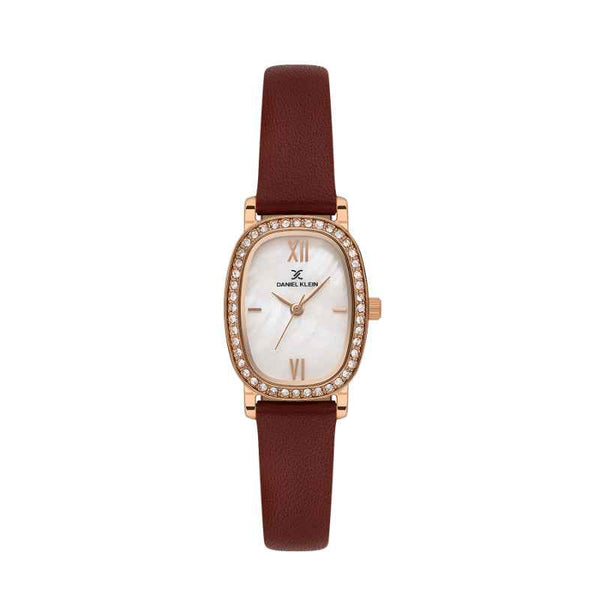 Daniel Klein Women Genuine Leather Dark Red Watch DK1139436