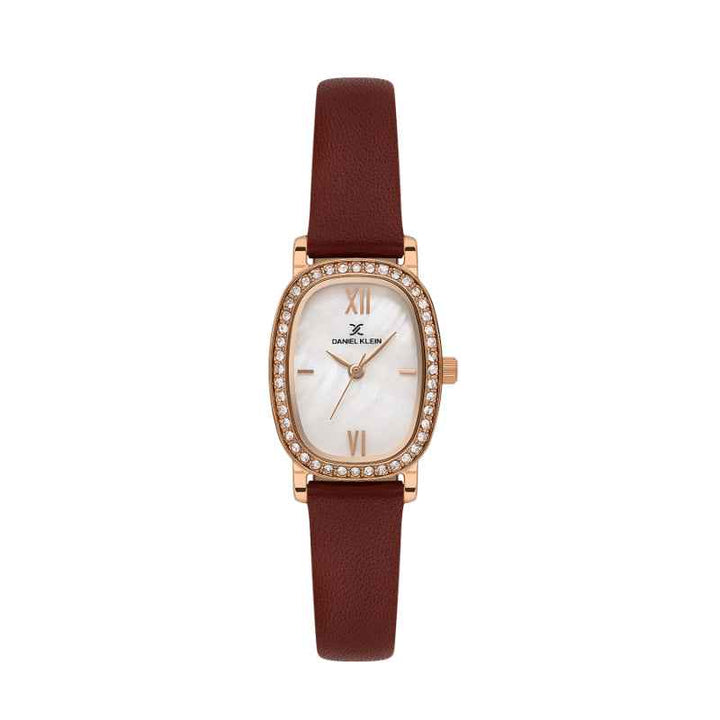 Daniel Klein Women Genuine Leather Dark Red Watch DK1139436