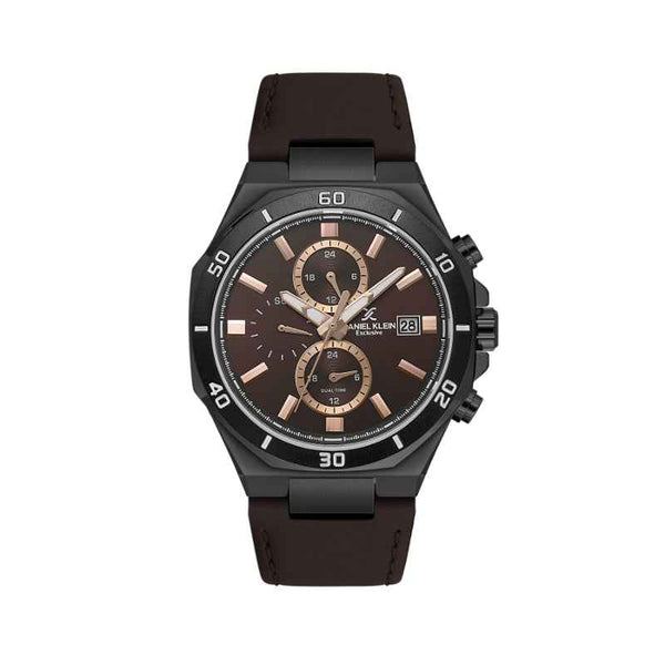 Daniel Klein Men Genuine Leather Dark Brown Watch DK1140035