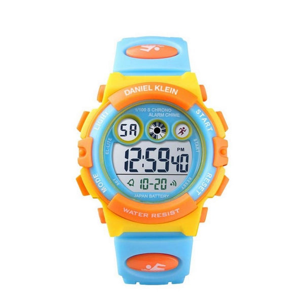 Daniel Klein Boys Blue & Orange Silicone Digital Smart Watch