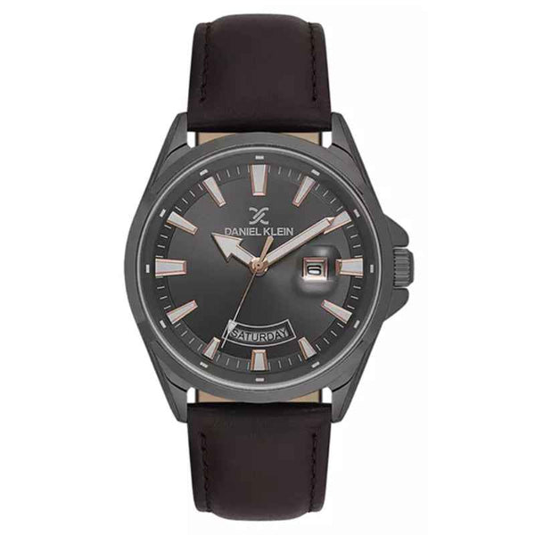Daniel Klein Men Genuine Leather Dark Brown Watch DK6140384
