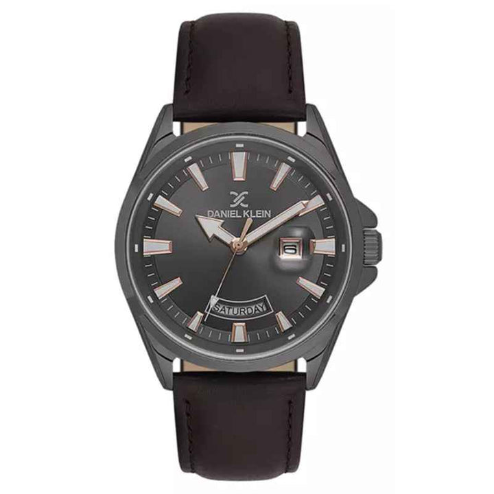 Daniel Klein Men Genuine Leather Dark Brown Watch DK6140384