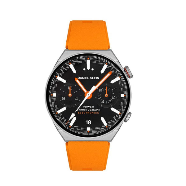 Daniel Klein Men Orange & Grey Silicone & Stainless Steel Digital Smart Watch