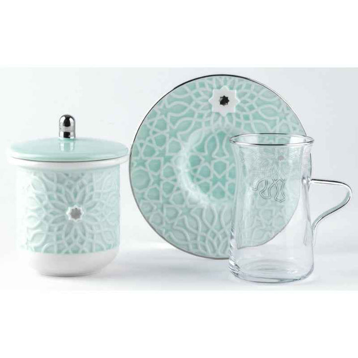 Otantik Tea Glass Set 13 pcs from Asalah Teal 150 cc ET2554