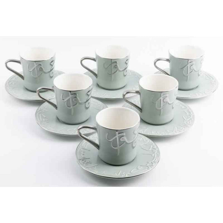 Otantik Tea Set 12 pcs from Jiwar Porcelain Green 200 cc ET2655