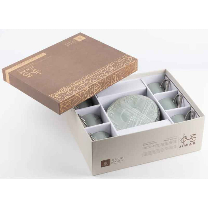 Otantik Tea Set 12 pcs from Jiwar Porcelain Green 200 cc ET2655