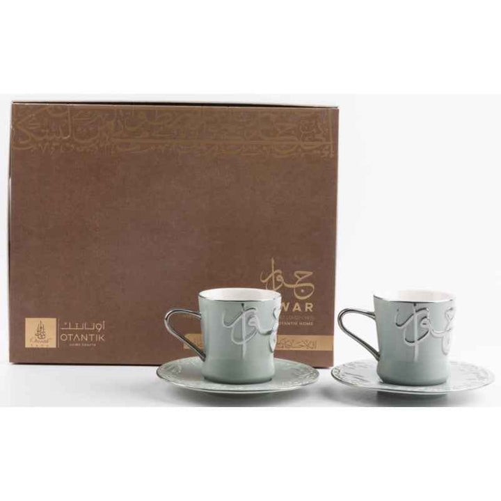 Otantik Tea Set 12 pcs from Jiwar Porcelain Green 200 cc ET2655