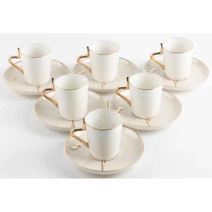 Otantik Tea Set 12 pcs from Liqaa Porcelain Beige 80 cc ET2783