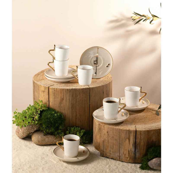 Otantik Tea Set 12 pcs from Liqaa Porcelain Beige 80 cc ET2783