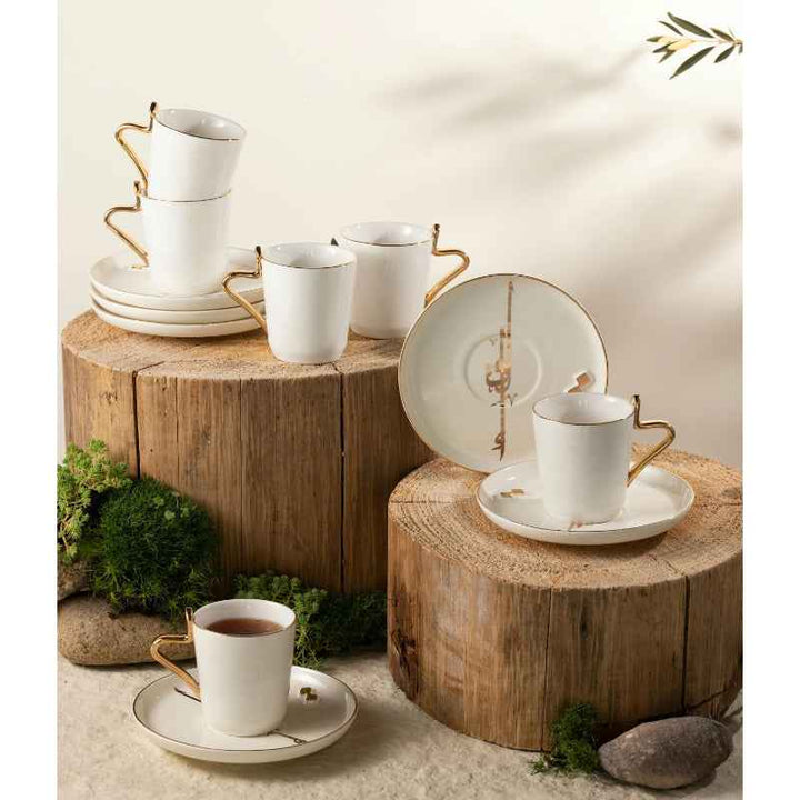 Otantik Porcelain Tea Set 12 pcs from Liqaa Pearl White 200 cc ET2789