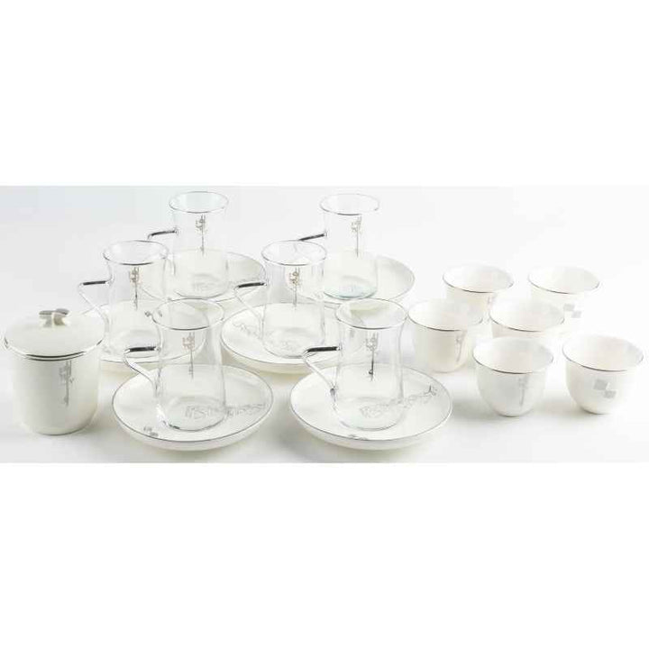 Otantik Tea And Arabic Coffee Set 19 pcs From Liqaa Pearl 150 cc ET2795