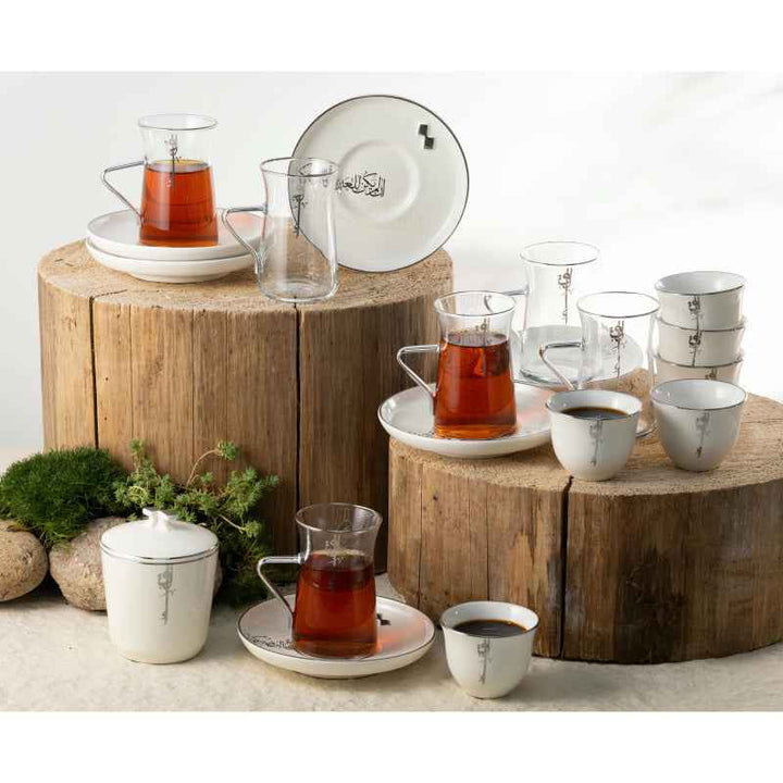 Otantik Tea And Arabic Coffee Set 19 pcs From Liqaa Pearl 150 cc ET2795