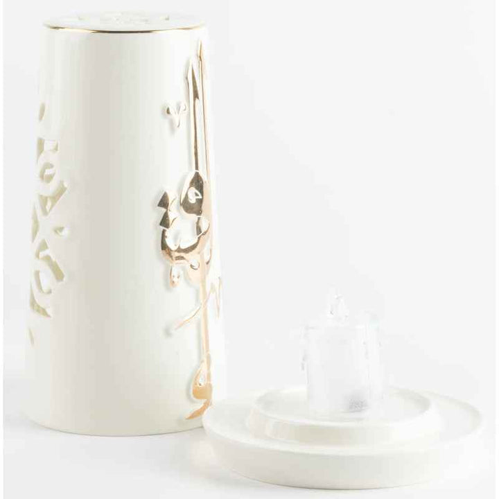 Otantik Medium Electronic Candle from Liqaa White 13.5 x 20 cm ET2824