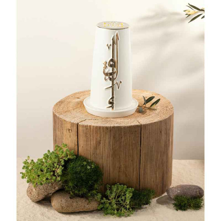 Otantik Medium Electronic Candle from Liqaa White 13.5 x 20 cm ET2824