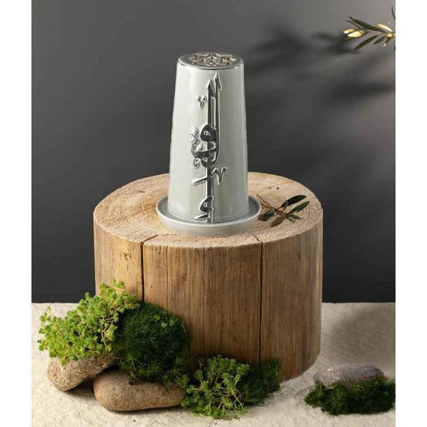 Otantik Medium Electronic Candle from Liqaa Grey 13.5 x 20 cm ET2826