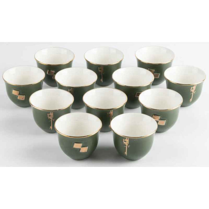 Otantik Arabic Coffee Cups 12 Pcs from Liqaa Olive/ Gold 50 cc ET2929