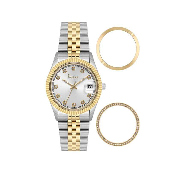 Freelook Jolie Women Stainless Steel Silver and Gold Watch FL4100154