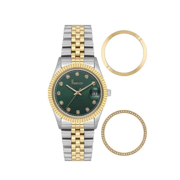 Freelook Jolie Women Stainless Steel Silver and Gold Watch FL4100155