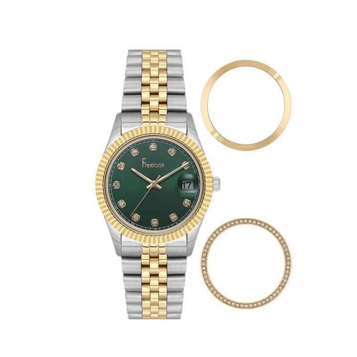 Freelook Jolie Women Stainless Steel Silver and Gold Watch FL4100155