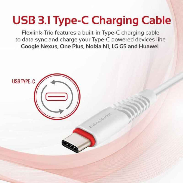 Promate Flexlink-Trio 3in1 USB Cable White FLEXLINK-TRIO