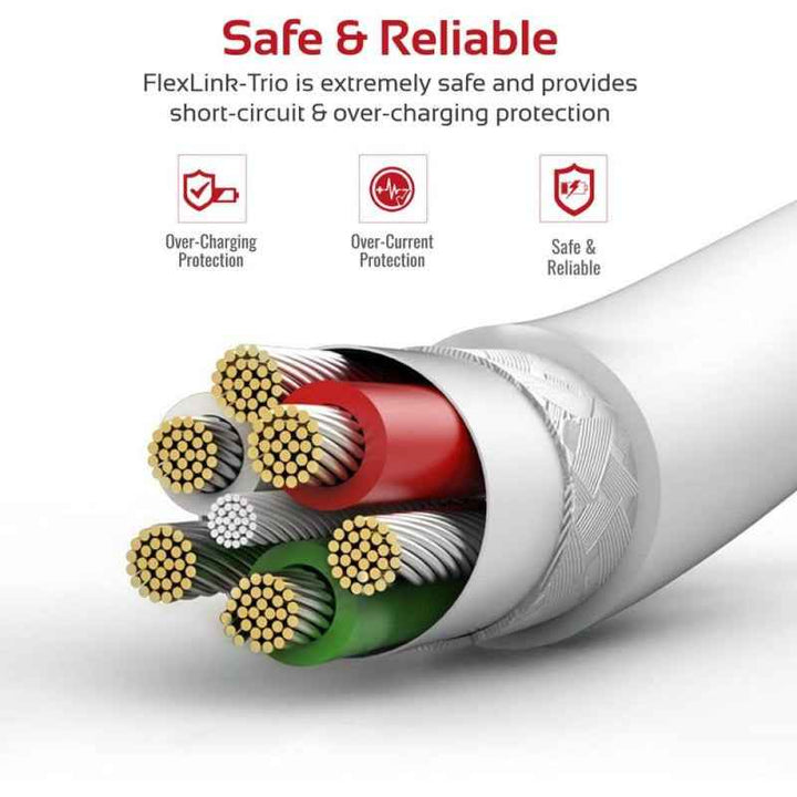 Promate Flexlink-Trio 3in1 USB Cable White FLEXLINK-TRIO