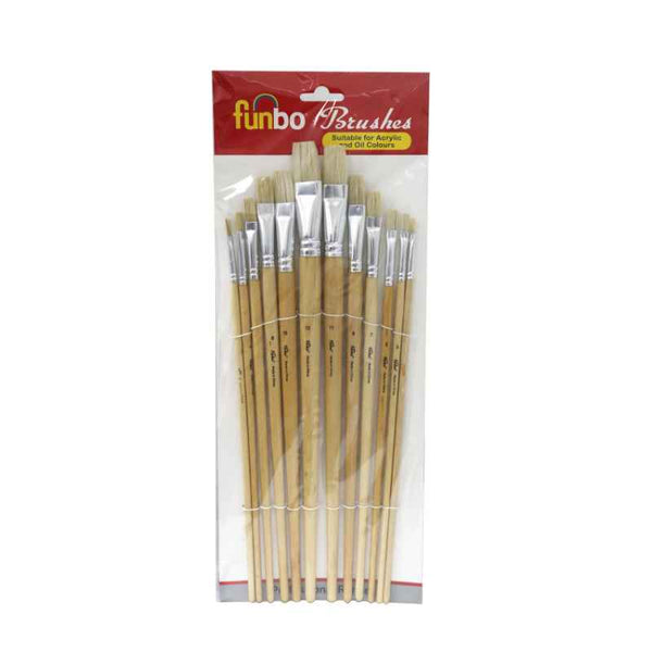 Funbo Brush Oil Color Bristles 1-12 Flat Tip FO-BR-579-FLT