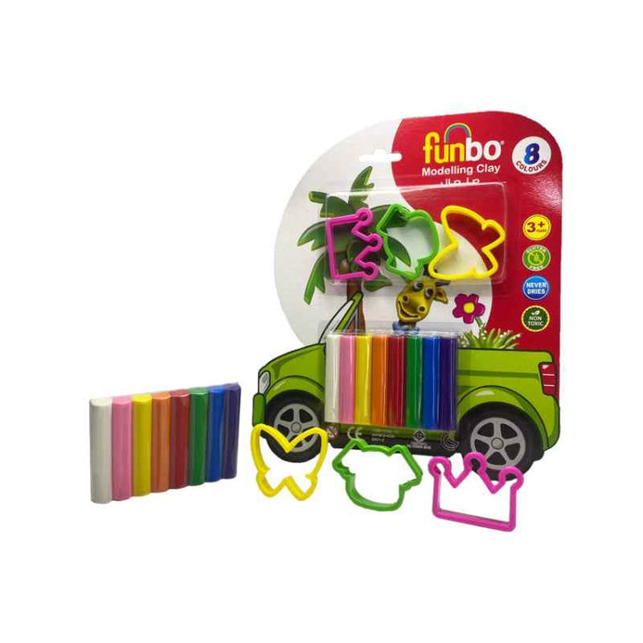 Funbo Modelling Clay 100g, 8 Colors with 3 Moulds