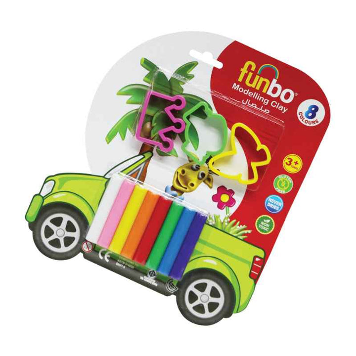 Funbo Modelling Clay 100g, 8 Colors with 3 Moulds