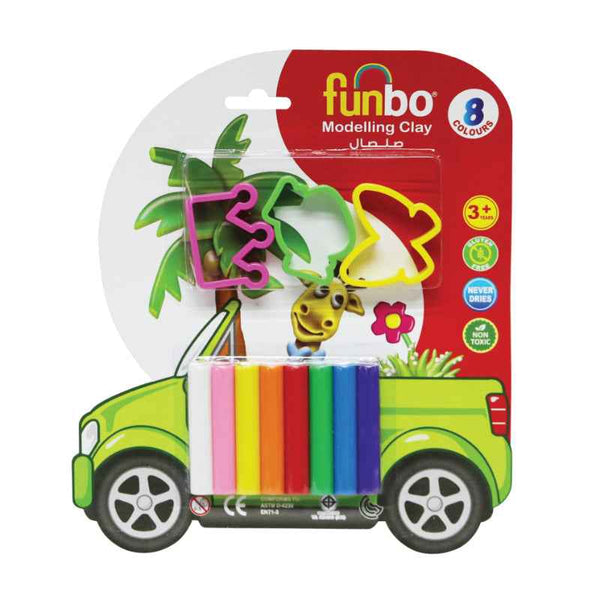 Funbo Modelling Clay 100g, 8 Colors with 3 Moulds