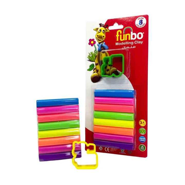 Funbo Modelling Clay 100g 8 Neon colors + 1 Mould