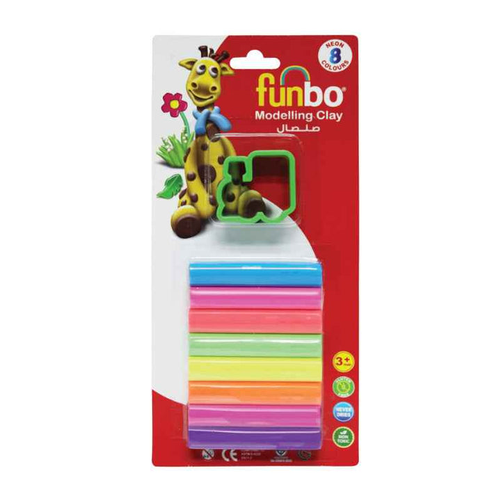 Funbo Modelling Clay 100g 8 Neon colors + 1 Mould