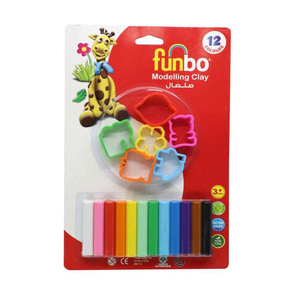 Funbo Modelling Clay 135g, 7 Colors with 6 Moulds in Bls Pack