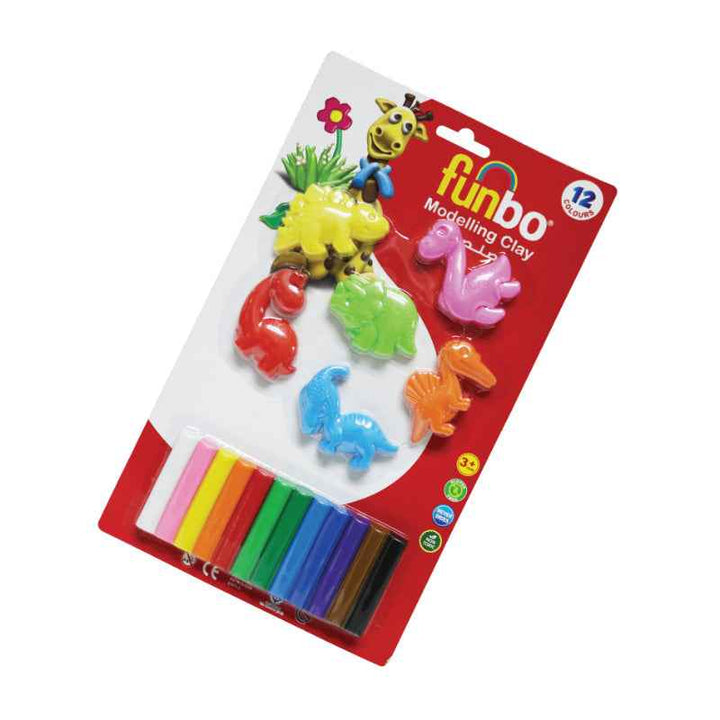 Funbo Modelling Clay 150g, 12 Colors with Dino 3D Mould FO-MC-150-12+6D