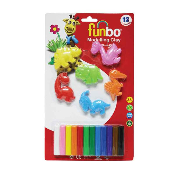 Funbo Modelling Clay 150g, 12 Colors with Dino 3D Mould FO-MC-150-12+6D
