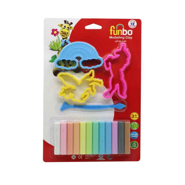 Funbo Modelling Clay 150g, 7 Pastel Colors with 3 Molds 1 Craft Tool FO-MC-150P-7+3M+1T