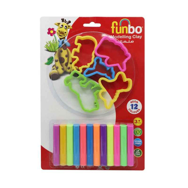 Funbo Modelling Clay 165g 12 Neon Colors with 5 Mould in pack FO-MC-165N-12+5M