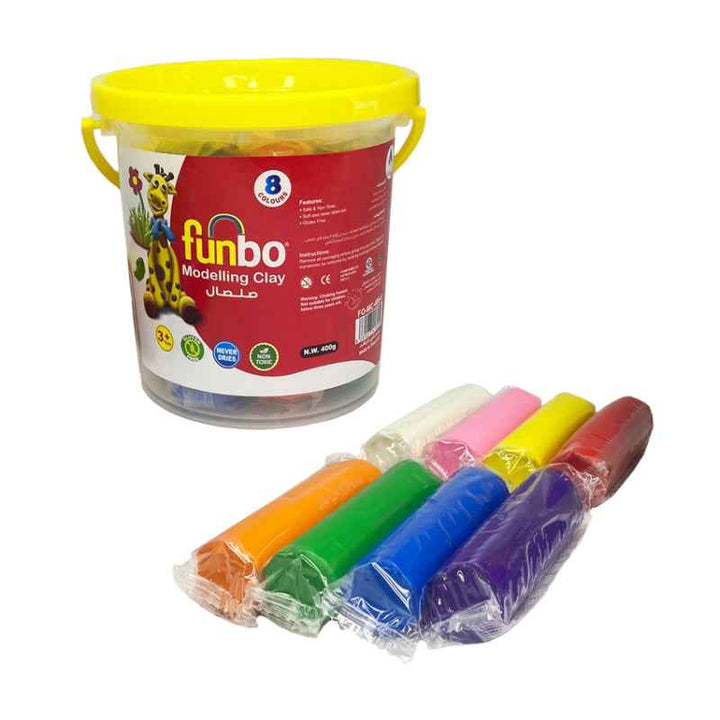 Funbo Modelling Clay 400g 8 Colors in Bucket FO-MC-400-8