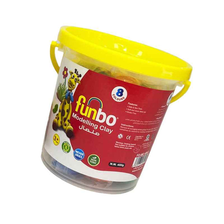 Funbo Modelling Clay 400g 8 Colors in Bucket FO-MC-400-8
