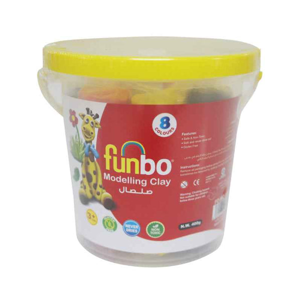 Funbo Modelling Clay 400g 8 Colors in Bucket FO-MC-400-8
