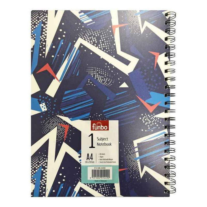 Funbo NB-1 Sub A4 Notebook 80 Sheets PP 70G - Abstract Blue FO-NB-4490
