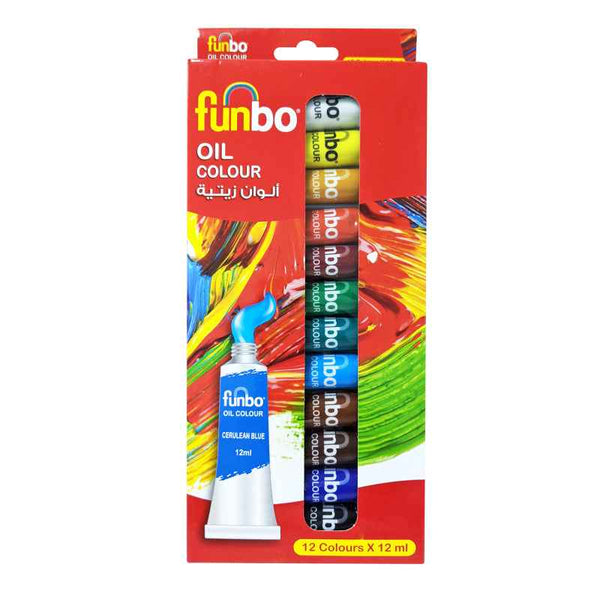 Funbo Oil Paint Set of 12 Colors, 12ml Tubes FO-OIL-1212