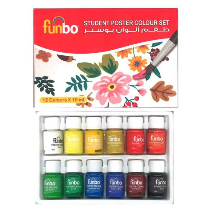 Funbo Poster Color Set of 12 Colors, 10ml Tubes FO-POSTER-1210