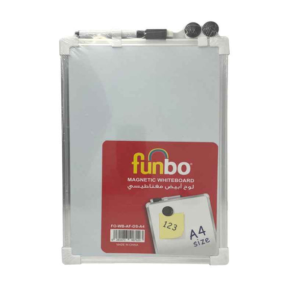 Funbo White Board Double Sided Magnetic aluminium Frame A4 with Marker FO-WB-AF-DS-A4
