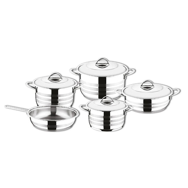 OMS Cookware Set Stainless Steel 1068 Silver 9 pcs Set